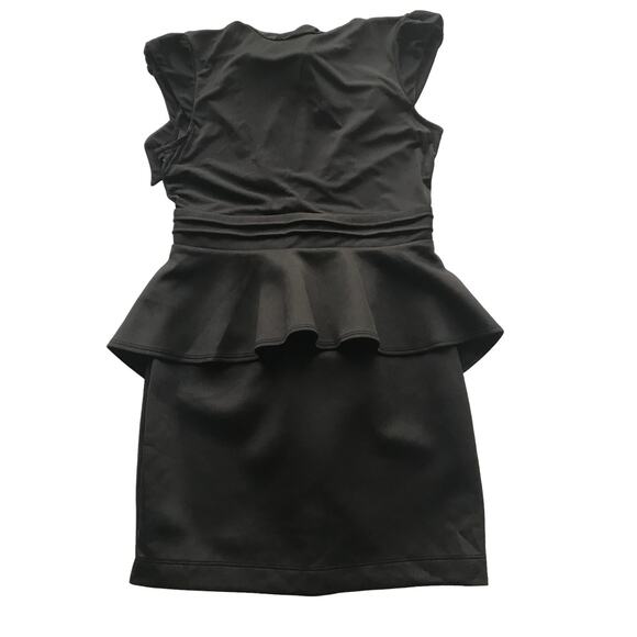 Forever 21 Dress Short Black Bodycon Sheer Peplum Open Back Womens Large NWT - Picture 1 of 7